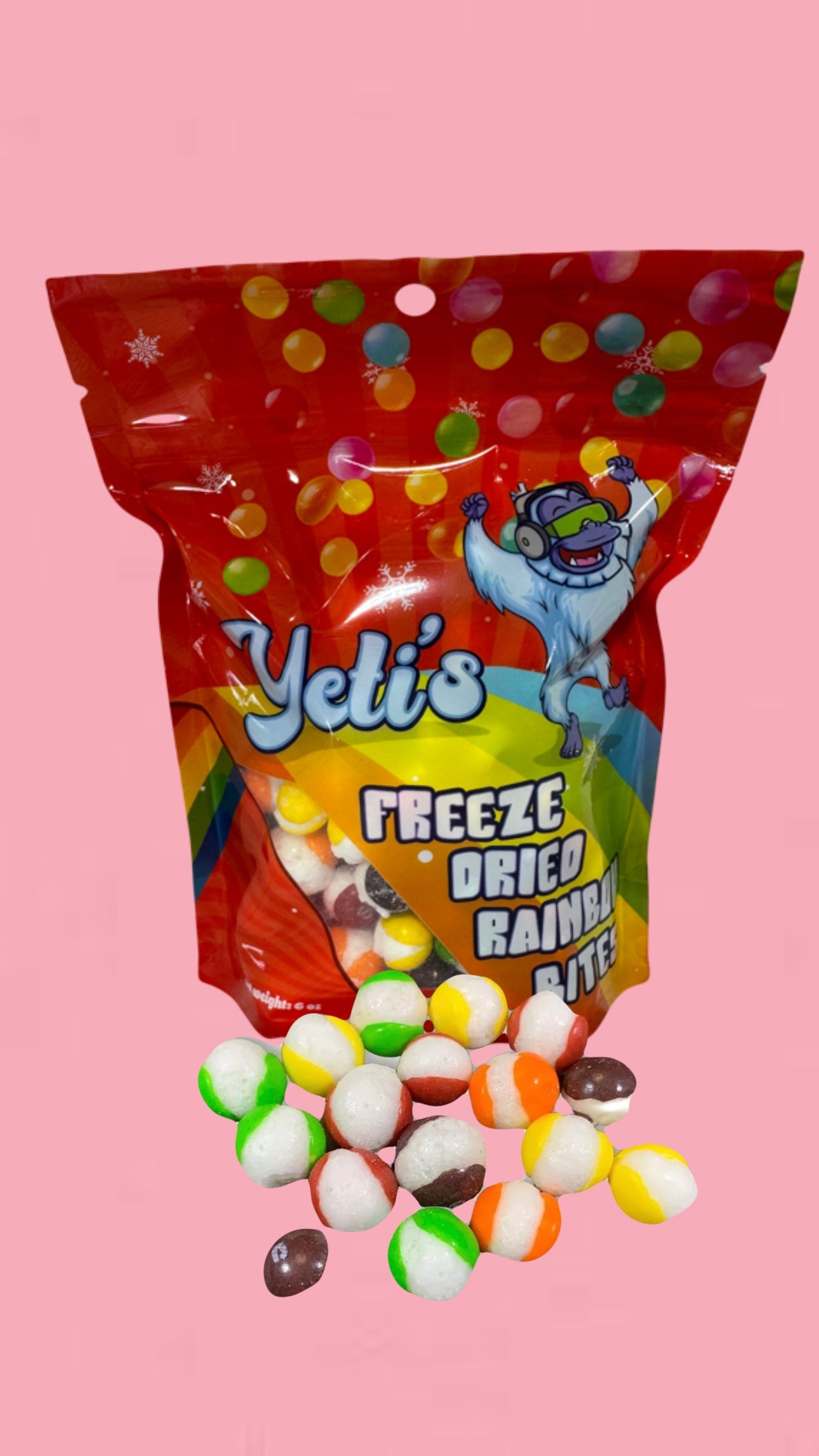 Freeze dried rainbow skittles